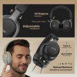 EVM EnSonic Over Ear Wireless Headphones | Bluetooth 5.3+EDR | 40mm Drivers | Deep Bass Sound | 40H Playtime | HD Mic | Foldable Design | AUX Support, Lightweight | 1-Year Warranty (EVM-WHF-01-Black) - Image 7