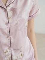 Women’s Satin Casual Printed Loungewear Set with Half Sleeves | Sleepwear for Everyday Comfort | Night Wear Collared Neck Pyjama Set - Image 2