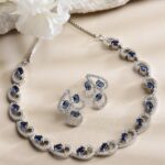 ZENEME Rhodium-Plated with Silver-Toned White Cubic Zirconia & American Diamond studded Necklace and Drop Earrings Jewellery Set for women - Image 2