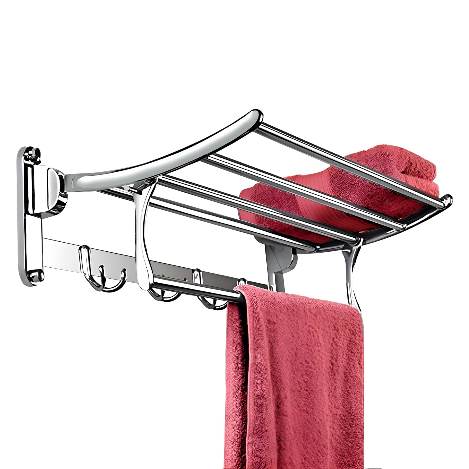 81X5jUWiisL._SL1500_.jpg Plantex Stainless Steel Towel Holder in Bathroom/Towel Holder/Bathroom Towel Hanger for Wall/Towel Rack/Bathroom Accessories (24 Inch) Chrome Finish - Image 1