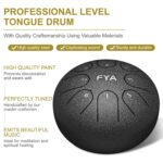 FYA 6 Inch Steel Tongue Drum 8 Notes C Major for Kids and Adults with Rubber Mallets, Finger Picks and Padded Travel Bag, Unique Gifts for Him or Her (Black)… - Image 2