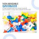 YAJNAS® 100 Pieces Transparent Multicolor Push Pins/Thumb/Tracks Pins & Gem Pins for Notice Boards, Soft Boards, Bulletin Boards, Display Boards—Ideal for Office, Home, School, Shop, Craft Work - Image 4