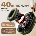 GOBOULT Fluid X Headphones Bluetooth Wireless 60H Playtime, 40mm Bass Driver,Zen ENC Mic,Type-C Charging,Gaming Mode, BTv 5.4, Made in India, Headphones Wireless with mic (Pine Green) - Image 8
