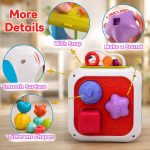 Kidsmate Montessori 7-in-1 Activity Cube for Babies 12-18 Months | Sensory Busy Cube Toy for Toddlers | Shape Sorter Learning Toy | Fine Motor Skills Development | Educational Gift for Boys & Girls - Image 5