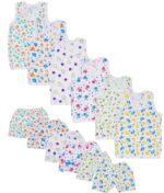 Shyamcollections Baby Boy & Girl Cartoon Print Sleeveless Soft Cotton Casual Vest T-Shirts with Shorts Dress for Summer Wear Kids Infant Toddler New Born Baby Clothes (Set of 6) (9-12 Months)