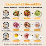 InstaCuppa Electric Chopper for Kitchen Use with 3 Attachments, 2 Litre Stainless Steel Meat Mincer, 300W Vegetable Cutter Machine with Garlic Peeler and Egg Whisker, Carrot Grater for Busy Moms - Image 5