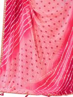 Women's Georgette Lehriya Print Saree with Unstitched Blouse Piece - Image 5