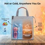 SaleOn Insulated Lunch Bag for Women & Men | Waterproof Soft Cooler Tote | Leakproof, Reusable with Pockets | Thermal Lunch Box for Office, Travel, Picnic (Light Grey) - Image 2