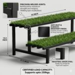 IRON LANDS Hulk 2 Step 35in with Green Grass Metal Pot Stand |Supports Up to 200 Kg| Artificial Grass Mat Included for Balcony, Indoor Outdoor Garden Display Home Decor (Black) - Image 5