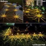 DenicMic Solar Garden Lights Outdoor Waterproof Warm White LED 15 Pack | Yard Garden Driveway Walkway Landscape Path Lights, Starburst Pattern, Acrylic Diamond-like Lampshade Stainless Steel Pole - Image 4