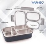 WARMEO BENTO Microwave-Safe Stainless Steel Lunchbox with 3 compartments,bpa Free,Perfect for Office, School, Travelling, 750ml-Grey - Image 4