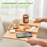 MISHAVI Sofa Armrest Tray - Flexible Wooden Sofa Arm Tray & Integrated Cup Holder - Large Couch Side Arm Wooden Cover for Snacks & Drinks - Fits Round & Square Armrests - Premium Sofa Accessories - Image 7