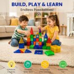 Magnetic Tiles Building Blocks Set for Kids, 33 Pieces | Strong Magnetic Construction Toy with Idea Book | STEM Educational Learning Toy | Creative Building Blocks | Non-Toxic ABS | Ages 3+ - Image 4