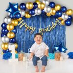Party Propz Birthday Decoration Kit - 41 Pcs,Birthday Decoration Kit for Boys,Husband, Blue Balloons for Birthday Decoration, Foil Balloons, Happy Birthday Banner, Fringe Curtains - Image 2