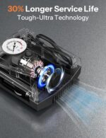 UN1QUE Tyre Inflator for Car, 150PSI Car Air Pump, 12V DC Portable Air Compressor for Tyre, Fast Inflation Speed Inflator Pump with LED Light - Image 3