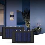 Gesto Plastic 8W Solar Up Down Wall Sconce Light Waterproof 2-Way Led Outdoor Wall Lamp with 1200mAh Battery,Auto Day Off & Night On,Exterior Light for Garden,Fence,Balcony,Patio,Stairs- Pack of 2