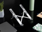 amazon basics Laptop Stand, Height-Adjustable, Foldable, Portable, Ventilated, Fits Up to 15.6-Inch Laptops (Aluminium Alloy, Silver) - Image 2