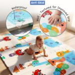FIRSTCRY INTELLISKILLS Extra Large 6.5x4.5 ft Reversible Baby Play Mat for Babies,Animal Party Theme,Foldable Crawling Mat, Floor Mat for Baby & Toddlers,Anti-Skid, 0.6cm Thick, Multicolor, 1 Count - Image 5
