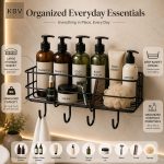 KBV Bathroom Organizer Without Drill, GI Steel Self Adhesive Bathroom Shelf for Wall, Wall Mounted Bathroom Stand, Rust Resistant CED Powder Coated Bathroom Accessories Storage Rack, Black, Pack of 4 - Image 3