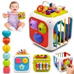 Kidsmate Montessori 7-in-1 Activity Cube for Babies 12-18 Months | Sensory Busy Cube Toy for Toddlers | Shape Sorter Learning Toy | Fine Motor Skills Development | Educational Gift for Boys & Girls