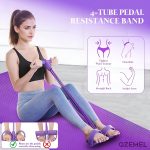 4 Tube Pedal Resistance Band for Exercise, Fitness Pull Rope Tummy Trimmer for Home Workout, Yoga & Strength Training Equipment for Men and Women – Elastic Sit Up Bar Body Toner - Image 4