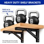 Foldable Shelf Bracket 16 Inch Heavy Duty, Folding Table Bracket Wall Mounted Support for Fold Down Table, Workbench, Kitchen Counter, Study Desk & Space Saving Shelf, Black Metal Bracket Pack of 2 - Image 8