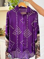 Women's Japan Satin Bandhani Purple Shirt - Image 5