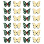 Wooden Butterfly Shape Buttons 2 Hole Sewing Buttons for Fashion/Replacement/Decorative/Jackets/Kurtis and Also Used DIY Art and Craft item (709 - Wooden CYAN BUTTERFLY Buttons 24 pcs)