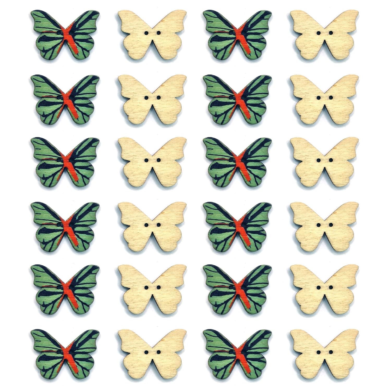 81fQvVu77L._SL1500_.jpg Wooden Butterfly Shape Buttons 2 Hole Sewing Buttons for Fashion/Replacement/Decorative/Jackets/Kurtis and Also Used DIY Art and Craft item (709 - Wooden CYAN BUTTERFLY Buttons 24 pcs) - Image 1