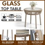 BRISHI Braid & Rope Garden Patio Seating Chair and Table Set Outdoor Balcony Garden Coffee Table Set Furniture with 1 Table and 2 Chairs Set with Cushion (Beige and White), 61 cm, 81.3 cm - Image 5
