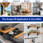 Foldable Shelf Bracket 16 Inch Heavy Duty, Folding Table Bracket Wall Mounted Support for Fold Down Table, Workbench, Kitchen Counter, Study Desk & Space Saving Shelf, Black Metal Bracket Pack of 2 - Image 7