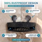 Plastic Bathroom Corner Shelf Wall Mounted, Self Adhesive Shower Organizer Rack with Hooks, Waterproof Storage Stand for Kitchen, Wash Basin & Bathroom Accessories (3 PCS Black) - Image 7