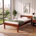 Furnire Carp Sheesham Wood Single Bed Without Storage for Bedroom Home Solid Wood Palang Cot for Hotels - Honey Finish