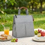 SaleOn Insulated Lunch Bag for Women & Men | Waterproof Soft Cooler Tote | Leakproof, Reusable with Pockets | Thermal Lunch Box for Office, Travel, Picnic (Light Grey) - Image 7