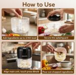 AGARO Elite Rechargeable Mini Electric Chopper, Food Grade Bowl, Stainless Steel Blades, Rechargeable, One Touch Operation, for Chopping Garlic, Ginger, Onion, Vegetable, Nuts, 250 Ml, Black - Image 5
