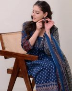 KLOSIA Women's Rayon Printed Anarkali Kurta and Pant with Dupatta Set - Image 5