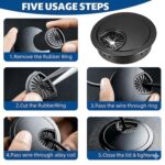 Prince Eleven Desk Grommet for Wire Organizer | Stainless Steel Desk Cord Cable Hole Cover | Computer Cable Manager, Metal Cover for Desk Wire Organization, PC Desk Cables Grommet for Office (Black) - Image 6
