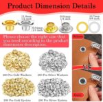 DIY Craft 1000 Pcs, Multi-Color Metal Eyelets Washer Grommets Kit Hole Punch Plier Gold/Silver Eyelets Washer Kit for Leather, Canvas, All Fabrics Clothes, Shoes, Belts, Bags, Contain Gram (1000) - Image 2