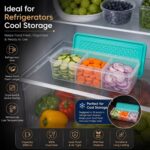 MAGIC SPOON Multipurpose 3 Section Storage Container | Spice Box, Pickle Jar, Fridge Organizer, Dry Fruit, Vegetable & Kitchen Storage Container- Combo Pack (2000ml X 2) (AQUA-GREY) - Image 4