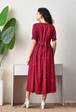 Ichaa Women's Aqua Rayon Printed Maternity Dress with Feeding Zips and Pocket, in Plus Sizes - Image 4