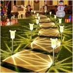 DenicMic Solar Garden Lights Outdoor Waterproof Warm White LED 15 Pack | Yard Garden Driveway Walkway Landscape Path Lights, Starburst Pattern, Acrylic Diamond-like Lampshade Stainless Steel Pole - Image 8