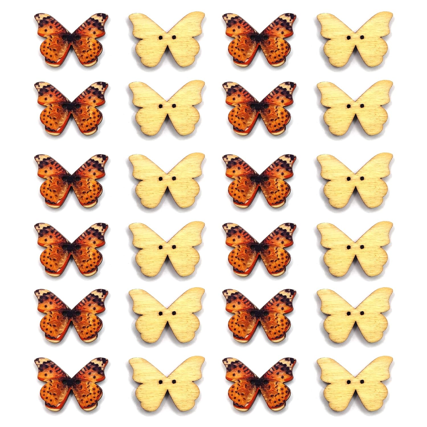 81kwbxy4W6L._SL1500_.jpg Wooden Butterfly Shape Buttons 2 Hole Sewing Buttons for Fashion/Replacement/Decorative/Jackets/Kurtis and Also Used DIY Art and Craft item (708 - Wooden BUTTERFLY Buttons 24 pcs) - Image 1