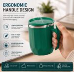 MAGIC SPOON Stainless Steel Travel Coffee Mug with Handle, Insulated Tea Cup, BPA-Free Double Wall Tumbler for Hot-Cold Beverages, Office, Home, Car- Brown-Green, (Combo Pack (300ml X 2)) - Image 4