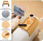 MISHAVI Sofa Armrest Tray - Flexible Wooden Sofa Arm Tray & Integrated Cup Holder - Large Couch Side Arm Wooden Cover for Snacks & Drinks - Fits Round & Square Armrests - Premium Sofa Accessories - Image 5