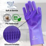 Dog Shampoo Gloves for Bathing – Silicone Dog Washing Gloves with Bristles – Pet Hair Removal Glove for Dogs & Cats – Puppy Essentials – Dog Grooming Supplies & Accessories – Shampoo Brush for Pets - Image 3
