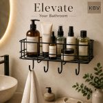 KBV Bathroom Organizer Without Drill, GI Steel Self Adhesive Bathroom Shelf for Wall, Wall Mounted Bathroom Stand, Rust Resistant CED Powder Coated Bathroom Accessories Storage Rack, Black, Pack of 4 - Image 2