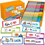 Edulok Word Families, Letter Sounds & Kindergarten Sight Words Language_Skills Flash Cards, Learn to Read Phonics Flash Cards, Read & Rhyme Flip Activity Book, Educational, Child-Friendly, Interactive