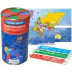 Chalk & Chuckles Smart Sticks Countries of the World, Trivia & Geography Card Game for Kids Ages 7-12, Learning & Educational Toy with Map Puzzle, Gifts for Boys & Girls, 8, 9, 10, 11, Travel Game