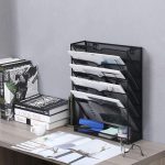 Mesh Wall File Organiser, 6-Tier Document Holder, Black Metal Office Storage Rack, 13.5 X 5 X 17 cm - Image 4