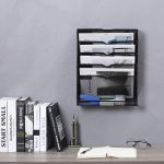 Mesh Wall File Organiser, 6-Tier Document Holder, Black Metal Office Storage Rack, 13.5 X 5 X 17 cm - Image 5
